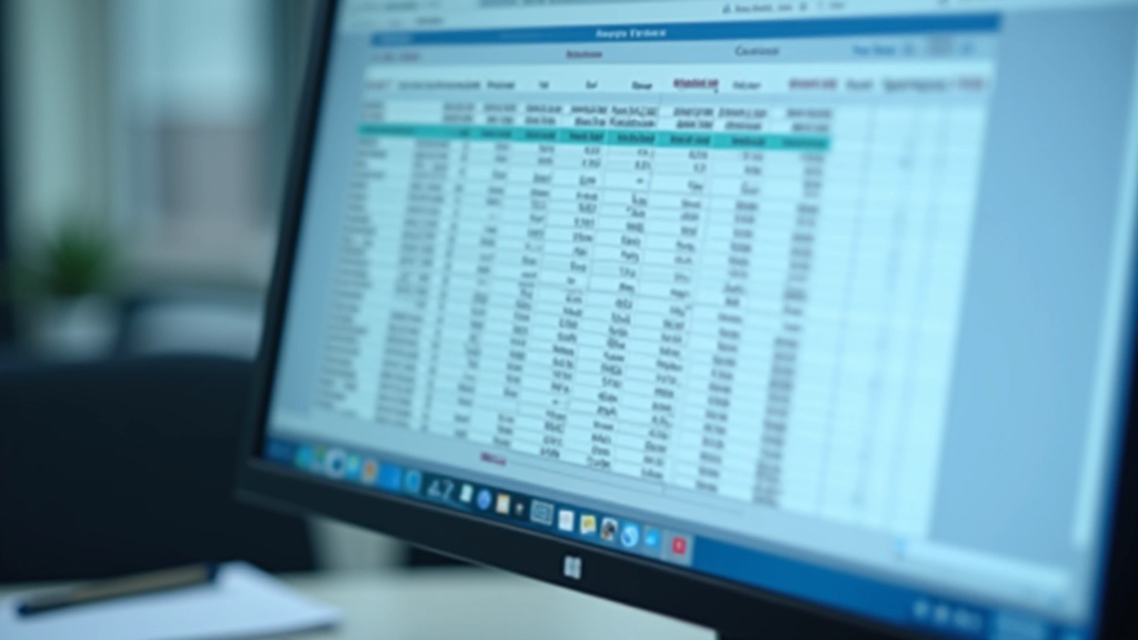 Organized spreadsheet with financial data on computer screen showing columns and calculations